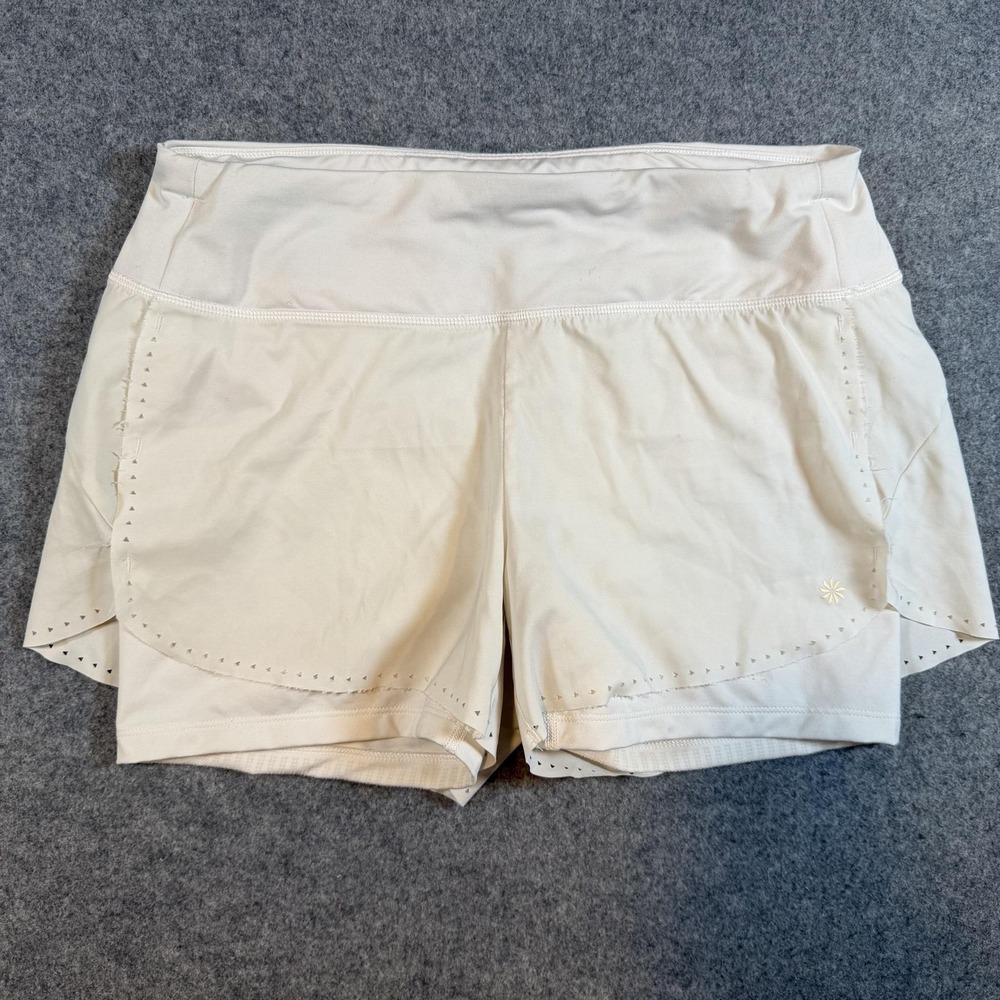 Athleta Shorts Womens Small White Lined Running Laser Cut 4 Inch Inseam
